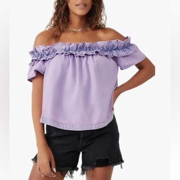 NWOT Free people Maxine ruffle off the shoulder top. Size XS - Picture 1 of 6